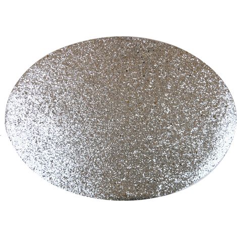 12 Placemats Set Christmas Silver Glitter Oval Festive Xmas Table Home Decor (1/3)