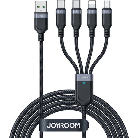 4 in 1 kabel usb a 2x usb c iphone lightning microusb 12 m schwarz