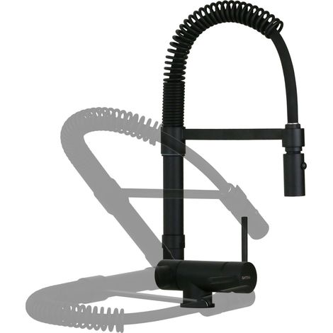 Mezclador bajo ventana negro mate con modelo y ducha de dos chorros Gattoni 0285/PCNO Negro mate (1/5)