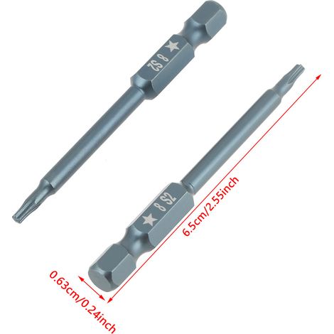 10-teiliges 1/4-Zoll-Sechskantschraubendreher-Bit-Set (65 mm), aus S2-Legierungsstahl (5-Stern) H6.365TS8 (1/5)