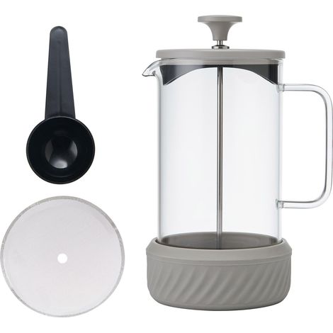 La Cafetière Zero - Cafeteria de 8 tazze de latte/crema, pressa francese senza problemi, resistente al calore, con manico de vetro e base de silicone rimovibile, facile de pulizia, idea de