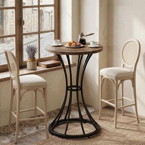 Tribesigns Table haute ronde de 95 cm de haut, table de bistrot, plateau de table 60 x 60 cm, pour cuisine, bar, salon, marron