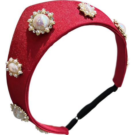 Cerchietti per capelli elisabettiani per cosplay, decorati con perline e borchie, per ragazze - Rossi