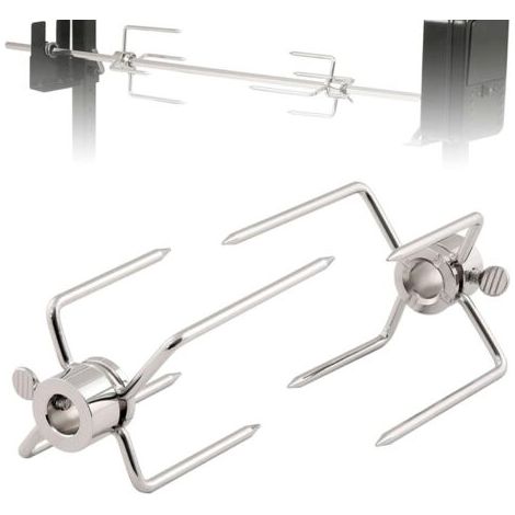 Lot de 2 pinces à viande en acier inoxydable, fourchettes universelles pour rôtissoire, poulet et shish kebab (diamètre 12 mm) (1/4)
