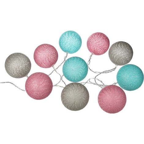 Guirlande Lumineuse Boule 10 pcs à Piles 6cm - Rose / Bleu - SILUMEN (1/5)