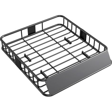 Porte-bagage pour voiture universel, galerie de toit pour voiture en acier charge 90,7 kg 110,5 x 99,5 x 18,5 cm, noir (1/4)