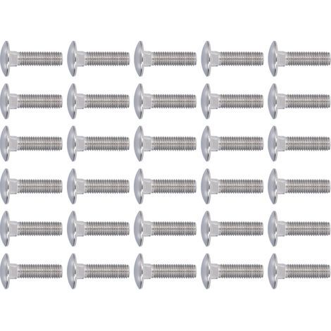 30 boulons à tête ronde et collet carré en acier inoxydable A2-70 pour boulons de carrosserie, M10x35, utilisés dans les équipements mécaniques. (1/5)