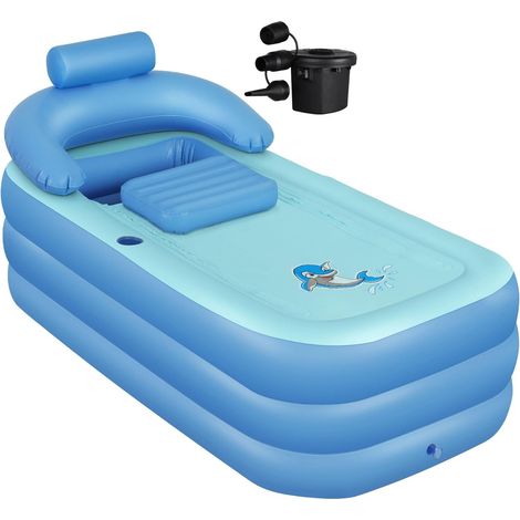 1 Baignoire Gonflable,PVC Épais,Portable,Avec Pompe Électrique,Intérieur Et Extérieur,Adulte