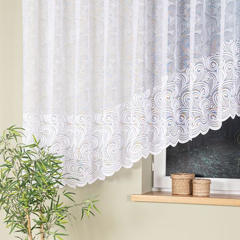 Kinga - Rideau jacquard prêt à poser avec fente en bas - 600 x 160 cm - blanc (1/4)