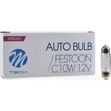 AMPOULES HALOGENES C10W SV8.5 (36MM) T11X36 12V 10W (BOITE DE 10) MTECH
