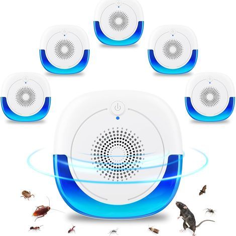Lot de 6 répulsifs à ultrasons pour souris, rats, araignées, insectes, cafards, moustiques et autres nuisibles