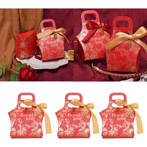 Lot de 50 coffrets à vendre. Boîtes à dragées de mariage dignes d'Instagram, emballages de bonbons style chinois, boîtes à dragées haut de gamme, coffrets cadeaux pour les invités, boîtes à dragées de (1/5)