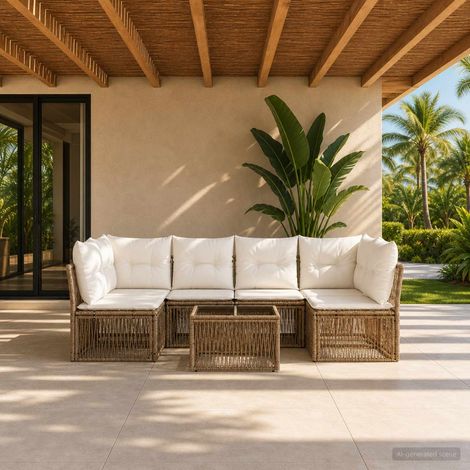 vidaXL Set Divano da Giardino 7 pz Beige polyrattan (1/5)