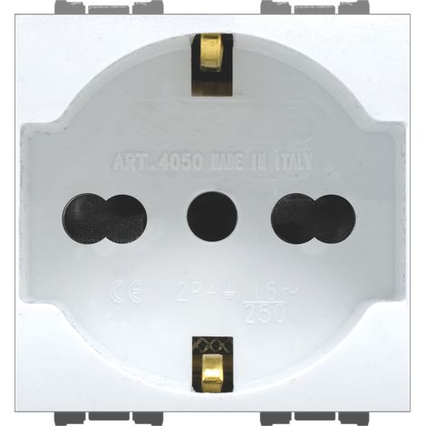 Feb Elettrica PRESA DI SICUREZZA UNEL BIPASSO 2P+T 10-16A Col. Bianco 10.00 pz