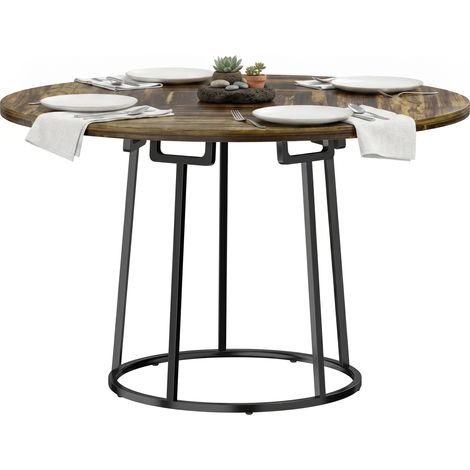 HOMCOM Round Dining Table for 4-6 Space Saving 120 cm Rustic Brown (1/5)