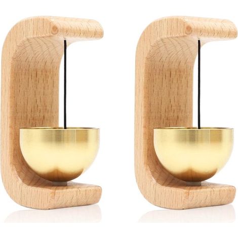 Magnetisches Türklingel-Set aus Holz mit Klingel – Weicher Messingring – Nicht elektrisch – Geeignet für Wohnungen, Geschäfte, Klassenzimmer, Büros und Haustiertüren (1/4)