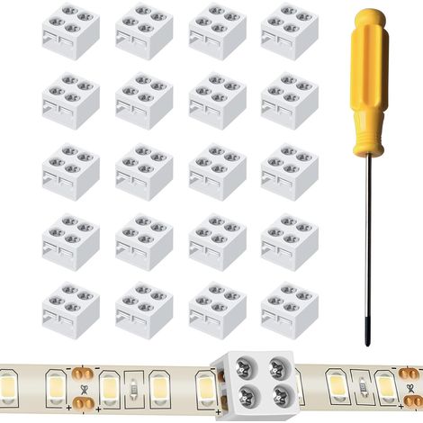 20 Pièces Connecteur 2 Broches Ruban Led 8mm Connecteurs Gapless pour Connexion de Bande LED, Connexion des Bandes LED et LED Bande, Sans Soudure (1/5)