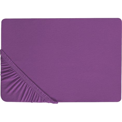 Lenzuolo con angoli cotone viola 180 x 200 cm coprimaterasso elasticizzato Janbu