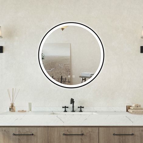 Specchio bagno Tondo Diametro 80cm Retroilluminato Con Led, Antiappannamento + 3 Luci (1/5)