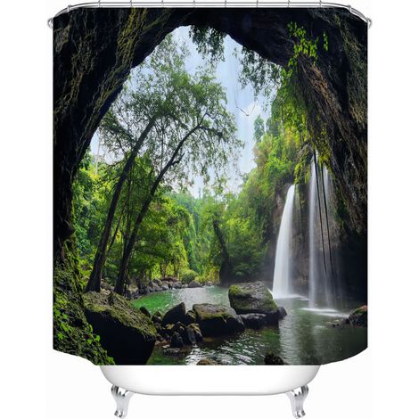 Doublure de rideau de douche, impression numérique polyester 3D, 12 crochets, s'adapte à différentes tringles W 150cmxH 180cm (1/3)