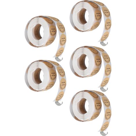 5 rouleaux de 2500 étiquettes autocollantes rondes en papier kraft de 2,5 cm (1 pouce) pour loisirs créatifs, emballage cadeau et fermeture d'enveloppes. (1/5)