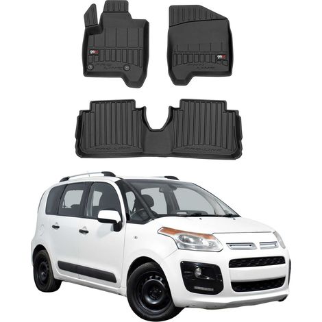 Tapis de Sol Voiture Compatible avec Citroen C3 Picasso 2009-2016 Caoutchouc TPE Noir (1/5)