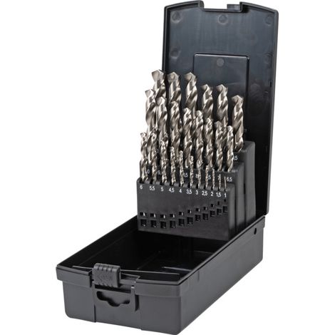Jeu de 25 forets hélicoïdaux STIER Standard DIN 338 HSS-G 1-13mm en coffret