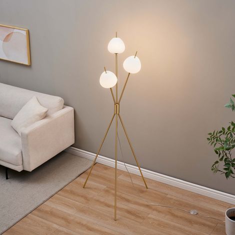 Lampadaire moderne trépied doré LED intégrée 157 cm - Olanta (1/5)