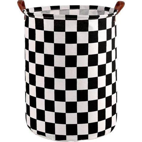 Grand panier à linge pliable en toile – Pour chambres d'enfants, jouets, maison, paniers-cadeaux, bureau et vêtements (Drapeau de course) (1/5)