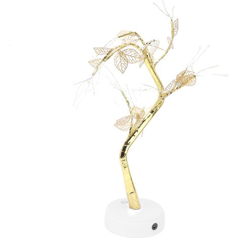 Lampe en forme d'arbre à faire soi-même, 72 LED, feuilles dorées artificielles, fonctionne sur piles USB, décoration pour la maison, les fêtes, les anniversaires. (1/5)