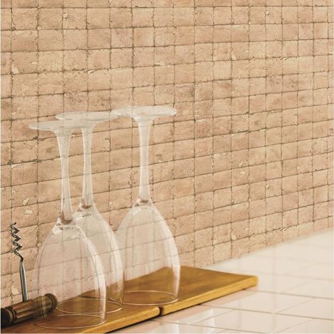 Carrelage mural adhésif imitation pierre brute – Lot de 4 plaques 26.7x26.7cm – Résistant à la chaleur et à l'humidité – Facile à poser – Thedecofactory (1/4)