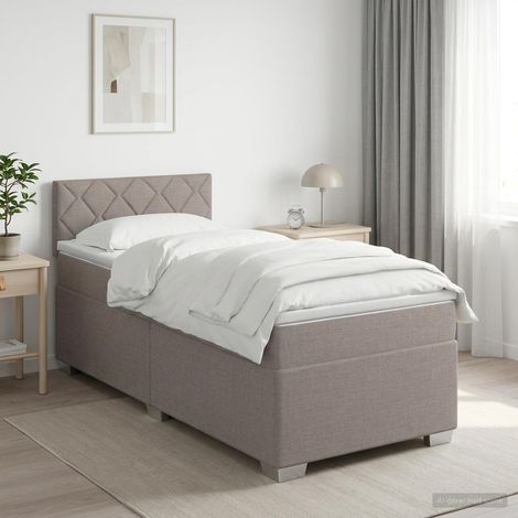 Cama box spring con colchón con cabecera Topo 90 x 200 cm Tela (1/5)