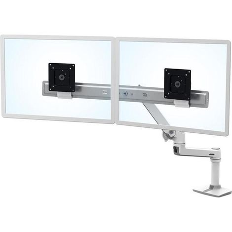 Supporto da scrivania Ergotron LX Series con braccio doppio regolabile, autono�mo, portata 9,9 kg, estensione 63,5 cm, compatibile VESA 100x100 mm, regolazione in altezza, colore bianco (45-489-216) (1/4)