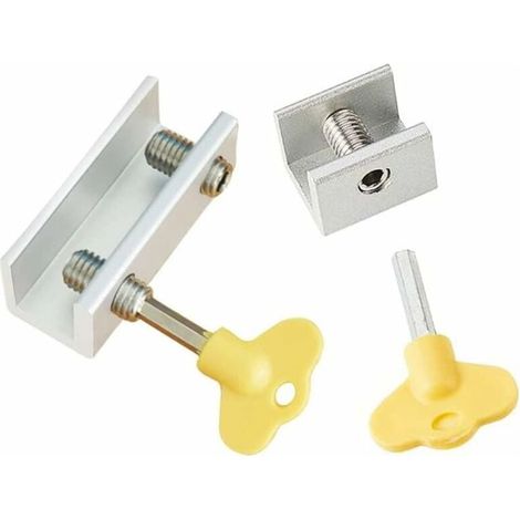 2 PCS Serrure Fenêtre Coulissante Anti-dérapant Alliage Aluminium Serrure de Fenetre de Sécurité avec Clé Bloque Porte Coulissante Verrou Coulissante (1/5)