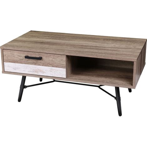 Table basse 1 tiroir et 1 niche de rangement BROOKLYN