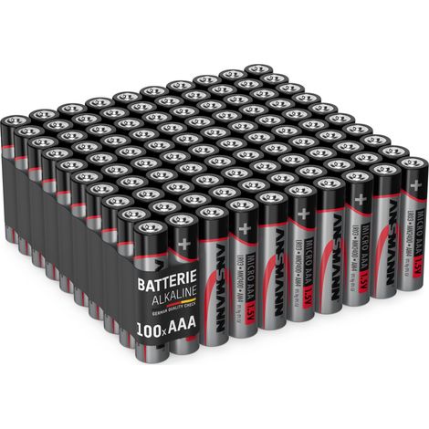Ansmann – Piles alcalines Micro AAA 1,5V – Lot de 100 – Longue durée 5 ans – Alimentation pour télécommandes, lampes de poche, horloges