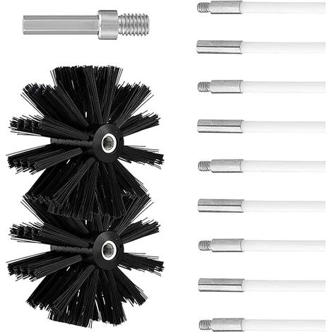 Kit Brosse Nettoyage Cheminée, Diameter 150mm, Cheminee Outil Nettoyage de CheminéE Brosses Kit Comprenant 9 Tiges Flexibles de 410 mm et 2 TêTes de Brosse 150 mm de Diamètre pour PoêLe à Bois (1/5)