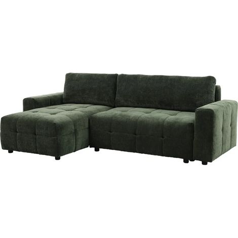 Canapé d'angle réversible 3p convertible tissu vert – JOANE (1/5)