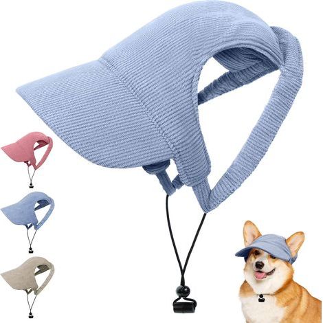 Casquette de Baseball pour Chien, Réglable Chapeau de Soleil Protection Chiens Chapeau de Sport Trous Adjustable Chapeaus D'extérieur Été pour Animal de Compagnie (XL,Bleu) (1/5)