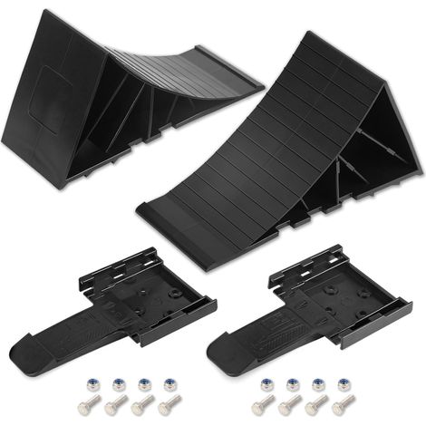 Cales de Roue [Jeu de 2] avec matériel de Montage  Cales de Roue pour remorque de Voiture, Camping-Car, Caravane  Jusqu'à 1600 kg  Noir (1/5)