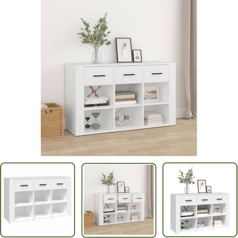 The Living Store Buffet Blanc 100x30x59,5 cm Bois d'ingénierie - Buffet Blanc - Meuble Rangement - Armoire Blanche - Commode Moderne - Mobilier Salon (1/5)