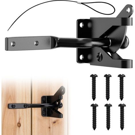 Verrou automatique de porte de jardin à gravité - Verrou autobloquant - En acier inoxydable - Avec vis pour porte de jardin - Clôture en bois (1/5)