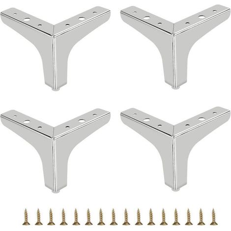 10cm High Metal Sofa Legs, Set of 4, Modern Furniture Legs, Sofa Legs, Furniture Feet, Replacement Legs for TV Stands, Sofas and Cabinets, Silver (1/5)