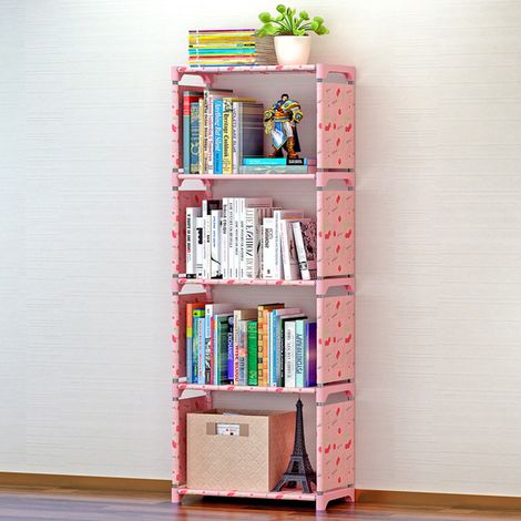 Bibliothèque sur pied à plusieurs niveaux, étagère de rangement, organisateur pour la maison, salon ou chambre, motif cerisier (1/5)