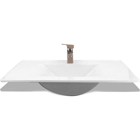Vasque à encastrer céramique blanche 75 x 35 cm – Épaisseur 14 cm – Trou de robinetterie et vidage inclus – Pour salle de bain moderne (1/5)