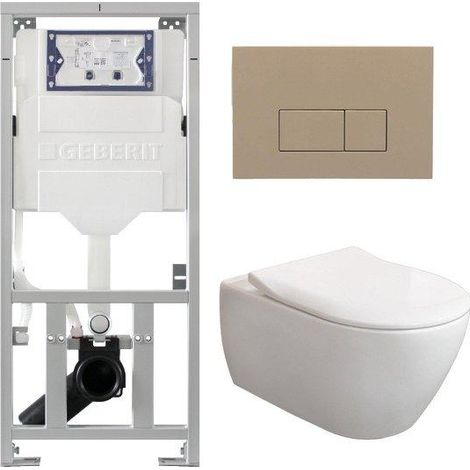Villeroy & Boch Subway 2.0 DirectFlush CeramicPlus Pack WC - abattant slimseat - réservoir Geberit - plaque de déclenchement avec plaque de