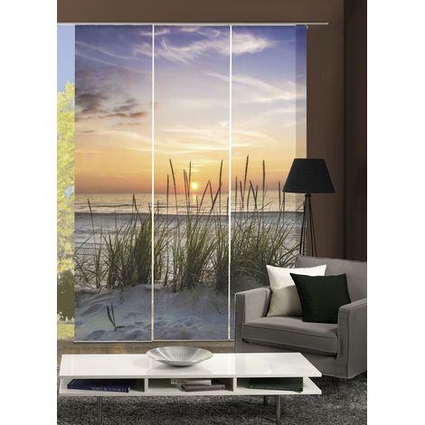 Home Fashion 3 Tenda a Pannello con Stampa Digitale, Set da 3, Tessuto, Naturale, 245 x 60 x 245 cm, 3 unità