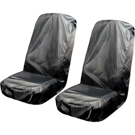Paquet de 2 housses de siège de voiture avant imperméables, protections de housse de siège imperméables universelles noires,56.722" (1/4)