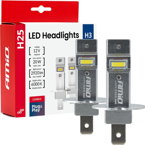 Ampoules LED pour voiture série H25 canbus H3 12V 20W amio-04710 (1/5)