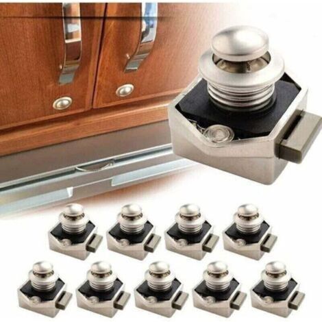 10 Pieces Push Button Latch Keyless, Keyless Push Button Latch Door Lock for RV Boat Yacht Caravan Cabinet Door (1/5)
